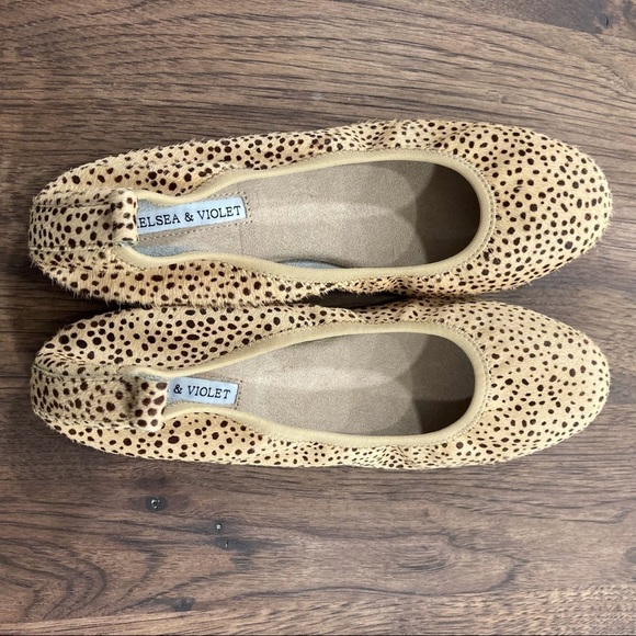 NWT Chelsea & Violet 7.5 ruby calfhair leopard flats - Picture 4 of 14